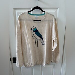 Old Navy Cream Sweater with Teal Accents